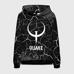 Толстовка-худи мужская Quake glitch на темном фоне, цвет: 3D-черный