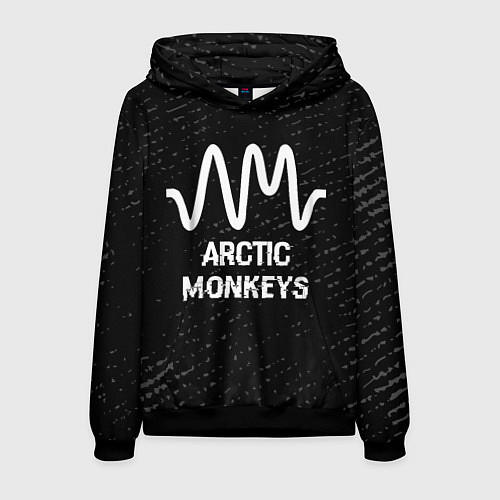 Мужская толстовка Arctic Monkeys glitch на темном фоне / 3D-Черный – фото 1