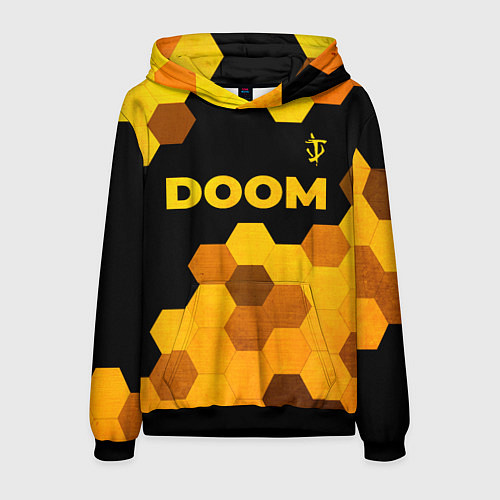 Мужская толстовка Doom - gold gradient: символ сверху / 3D-Черный – фото 1