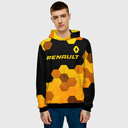 Толстовка-худи мужская Renault - gold gradient: символ сверху, цвет: 3D-черный — фото 2