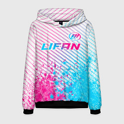 Толстовка-худи мужская Lifan neon gradient style: символ сверху, цвет: 3D-черный