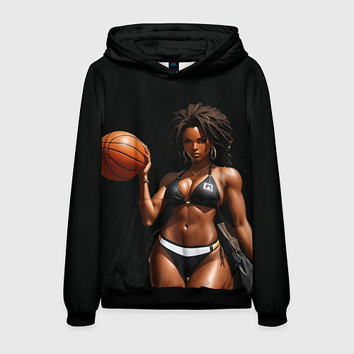 Мужская толстовка Девушка с баскетбольным мячом / 3D-Черный – фото 1