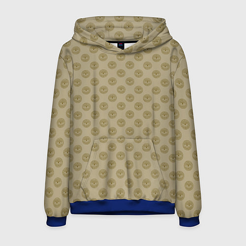 Мужская толстовка Паттерн глаз с растительным орнаментом на бежевом / 3D-Синий – фото 1