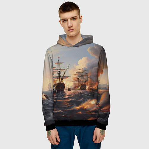 Мужская толстовка Морское сражение / 3D-Черный – фото 3