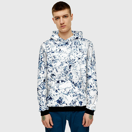 Мужская толстовка Паттерн ледяные вершины гор / 3D-Черный – фото 3
