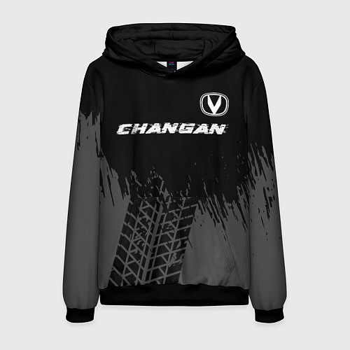 Мужская толстовка Changan speed на темном фоне со следами шин: симво / 3D-Черный – фото 1