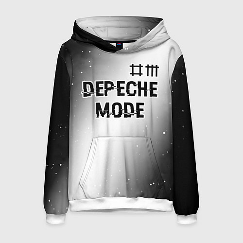 Мужская толстовка Depeche Mode glitch на светлом фоне: символ сверху / 3D-Белый – фото 1