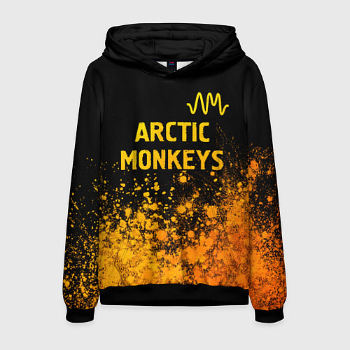 Мужская толстовка Arctic Monkeys - gold gradient: символ сверху / 3D-Черный – фото 1