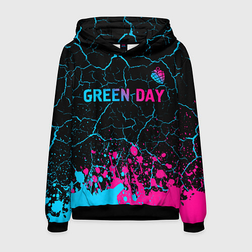 Мужская толстовка Green Day - neon gradient: символ сверху / 3D-Черный – фото 1