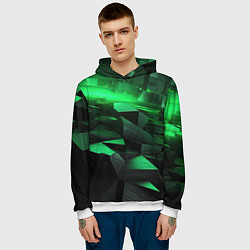 Толстовка-худи мужская Зеленые квадратные плиты, цвет: 3D-белый — фото 2
