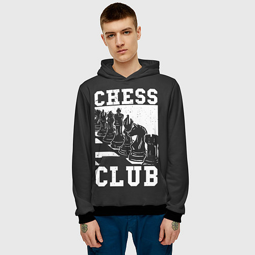 Мужская толстовка Шахматный клуб / 3D-Черный – фото 3