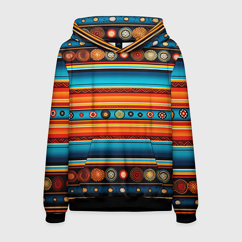 Мужская толстовка Этнический узор в горизонтальную полоску / 3D-Черный – фото 1