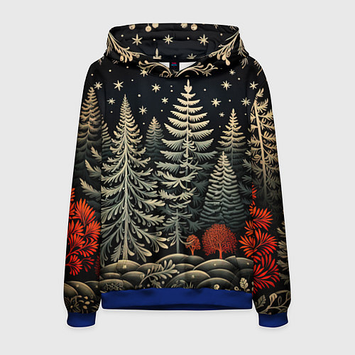 Мужская толстовка Новогоднее настроение лес / 3D-Синий – фото 1