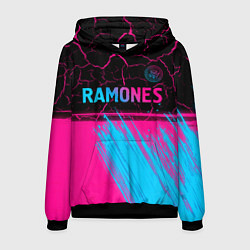 Толстовка-худи мужская Ramones - neon gradient посередине, цвет: 3D-черный