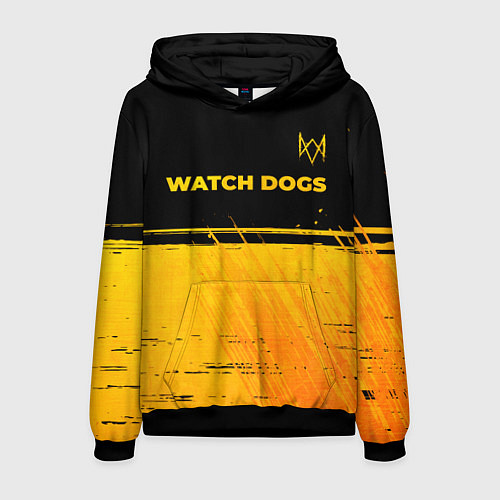 Мужская толстовка Watch Dogs - gold gradient посередине / 3D-Черный – фото 1