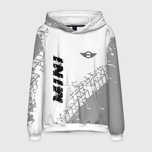 Мужская толстовка Mini speed на светлом фоне со следами шин вертикал / 3D-Белый – фото 1