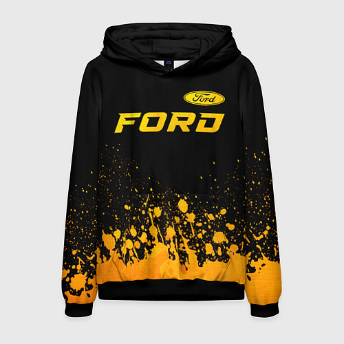 Мужская толстовка Ford - gold gradient посередине / 3D-Черный – фото 1