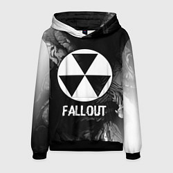 Толстовка-худи мужская Fallout glitch на темном фоне, цвет: 3D-черный