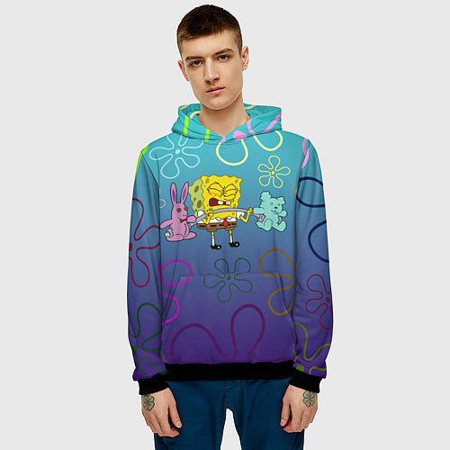 Мужская толстовка Spongebob workout / 3D-Черный – фото 3
