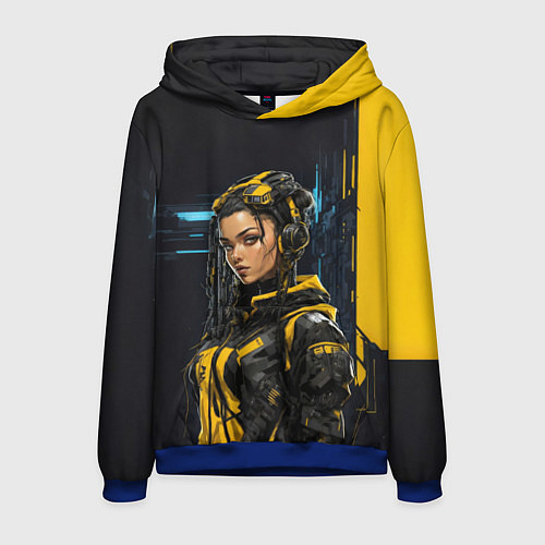 Мужская толстовка Девушка сигнальной одежде / 3D-Синий – фото 1