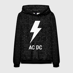 Толстовка-худи мужская AC DC glitch на темном фоне, цвет: 3D-черный