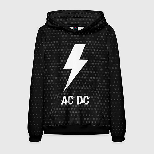 Мужская толстовка AC DC glitch на темном фоне / 3D-Черный – фото 1