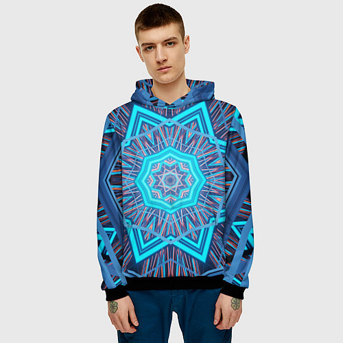 Мужская толстовка Геометрический орнамент мандалы / 3D-Черный – фото 3