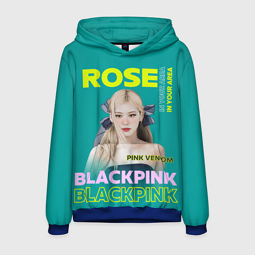 Мужская толстовка Rose - девушка певица из группы Blackpink / 3D-Синий – фото 1