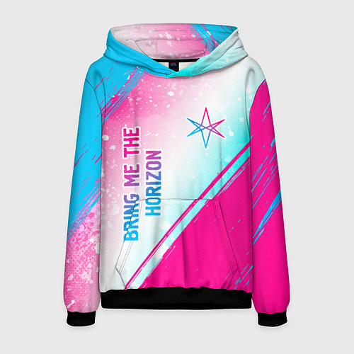 Мужская толстовка Bring Me the Horizon neon gradient style вертикаль / 3D-Черный – фото 1