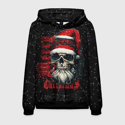 Мужская толстовка Рождественская с черепом деда мороза / 3D-Черный – фото 1