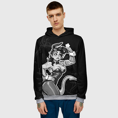 Мужская толстовка Карлах в костюме зайки - baldurs gate / 3D-Меланж – фото 3