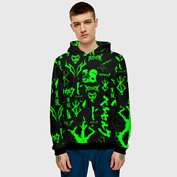 Толстовка-худи мужская Berserk neon green, цвет: 3D-черный — фото 2