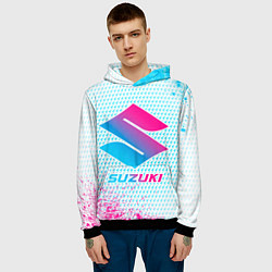 Толстовка-худи мужская Suzuki neon gradient style, цвет: 3D-черный — фото 2