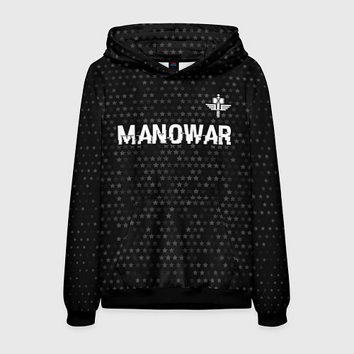 Мужская толстовка Manowar glitch на темном фоне посередине / 3D-Черный – фото 1