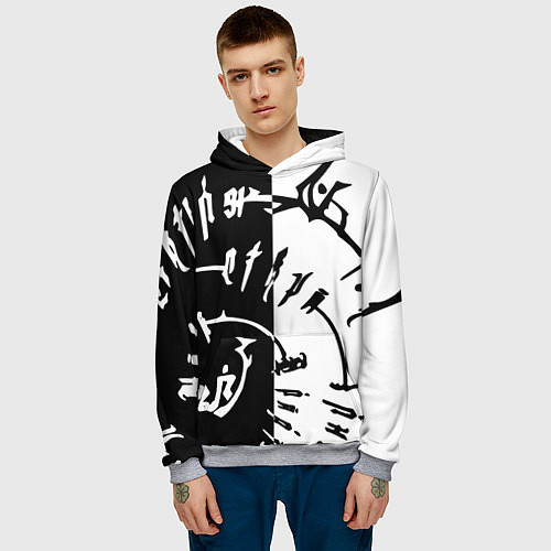 Мужская толстовка Астарион - знак на спине чб / 3D-Меланж – фото 3