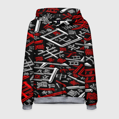 Мужская толстовка Японские аниме иероглифы / 3D-Меланж – фото 1