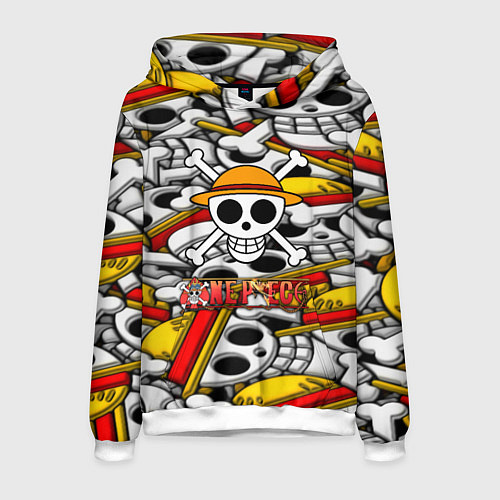 Мужская толстовка One Piece logo pattern pirat / 3D-Белый – фото 1