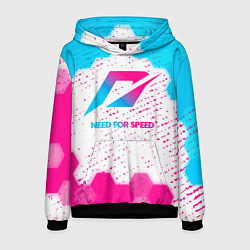 Толстовка-худи мужская Need for Speed neon gradient style, цвет: 3D-черный