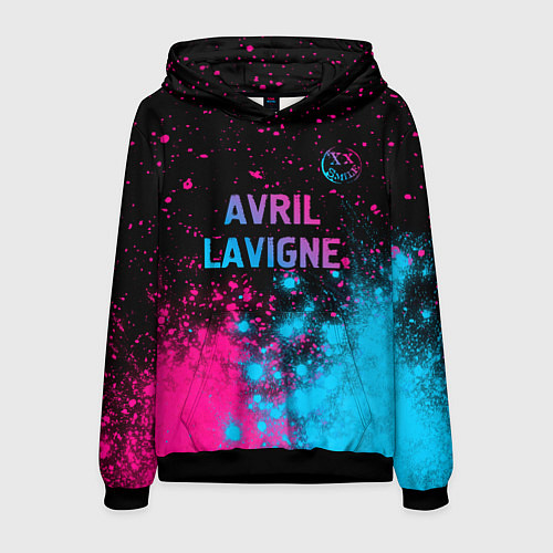 Мужская толстовка Avril Lavigne - neon gradient посередине / 3D-Черный – фото 1