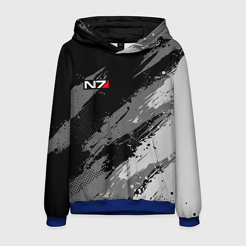 Мужская толстовка N7 - mass effect monochrome / 3D-Синий – фото 1