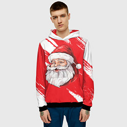 Толстовка-худи мужская Санта в шапке, цвет: 3D-черный — фото 2