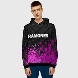 Толстовка-худи мужская Ramones rock legends посередине, цвет: 3D-черный — фото 2