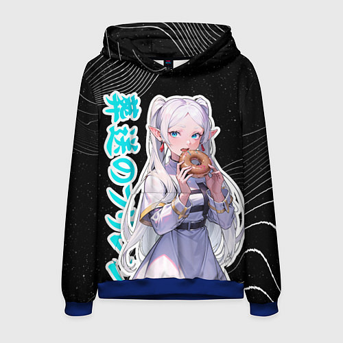 Мужская толстовка Фрирен кушает пончик / 3D-Синий – фото 1