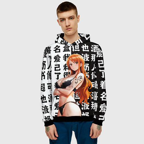 Мужская толстовка Нами в лифчике / 3D-Черный – фото 3