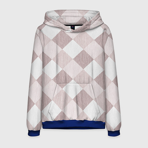 Мужская толстовка Геометрический светло коричневый узор квадраты / 3D-Синий – фото 1
