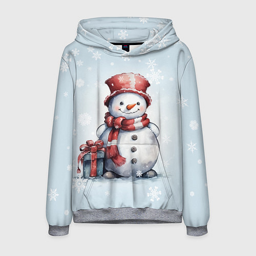 Мужская толстовка New Years cute snowman / 3D-Меланж – фото 1