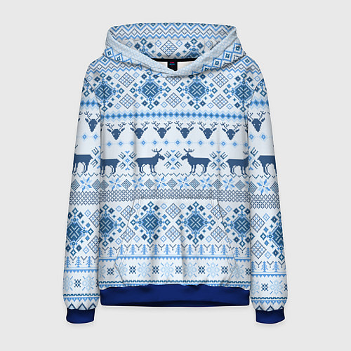 Мужская толстовка Blue sweater with reindeer / 3D-Синий – фото 1