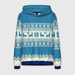 Толстовка-худи мужская Sweater with deer on a blue background, цвет: 3D-синий
