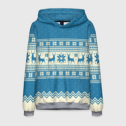 Мужская толстовка Sweater with deer on a blue background