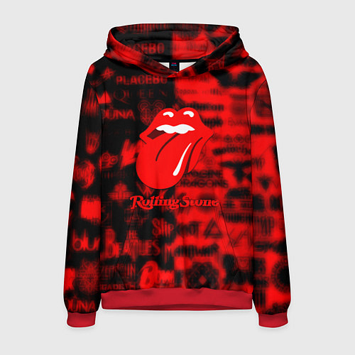 Мужская толстовка Rolling Stones logo групп / 3D-Красный – фото 1